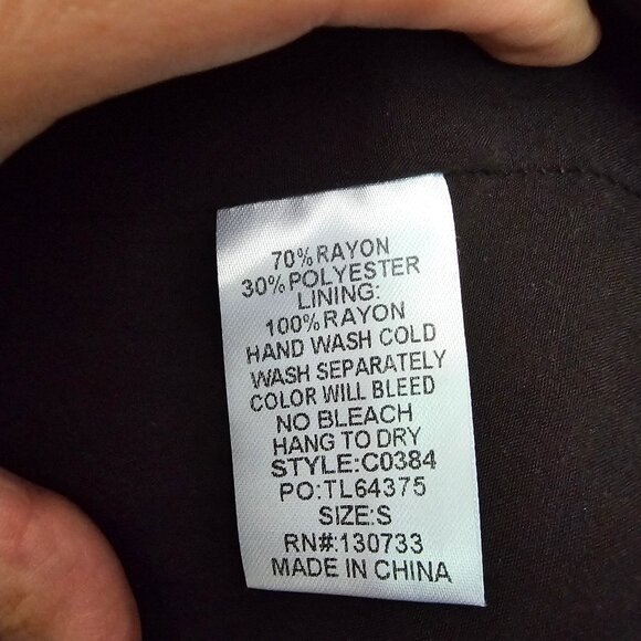 Summer Dress | Size S | Black with embroidered flowers | Like-New - Picture 5 of 5